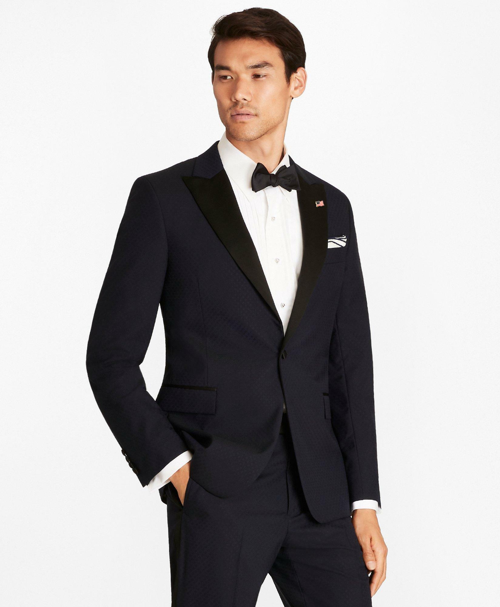 Photo: Brooks Brothers Men's Regent Fit One-Button Jacquard Tuxedo Jacket | Navy