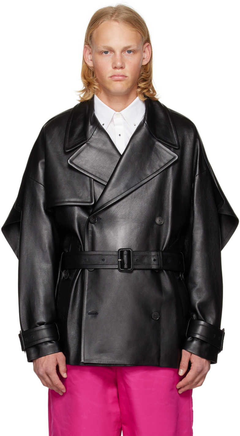 Photo: Valentino Black Caped Leather Jacket