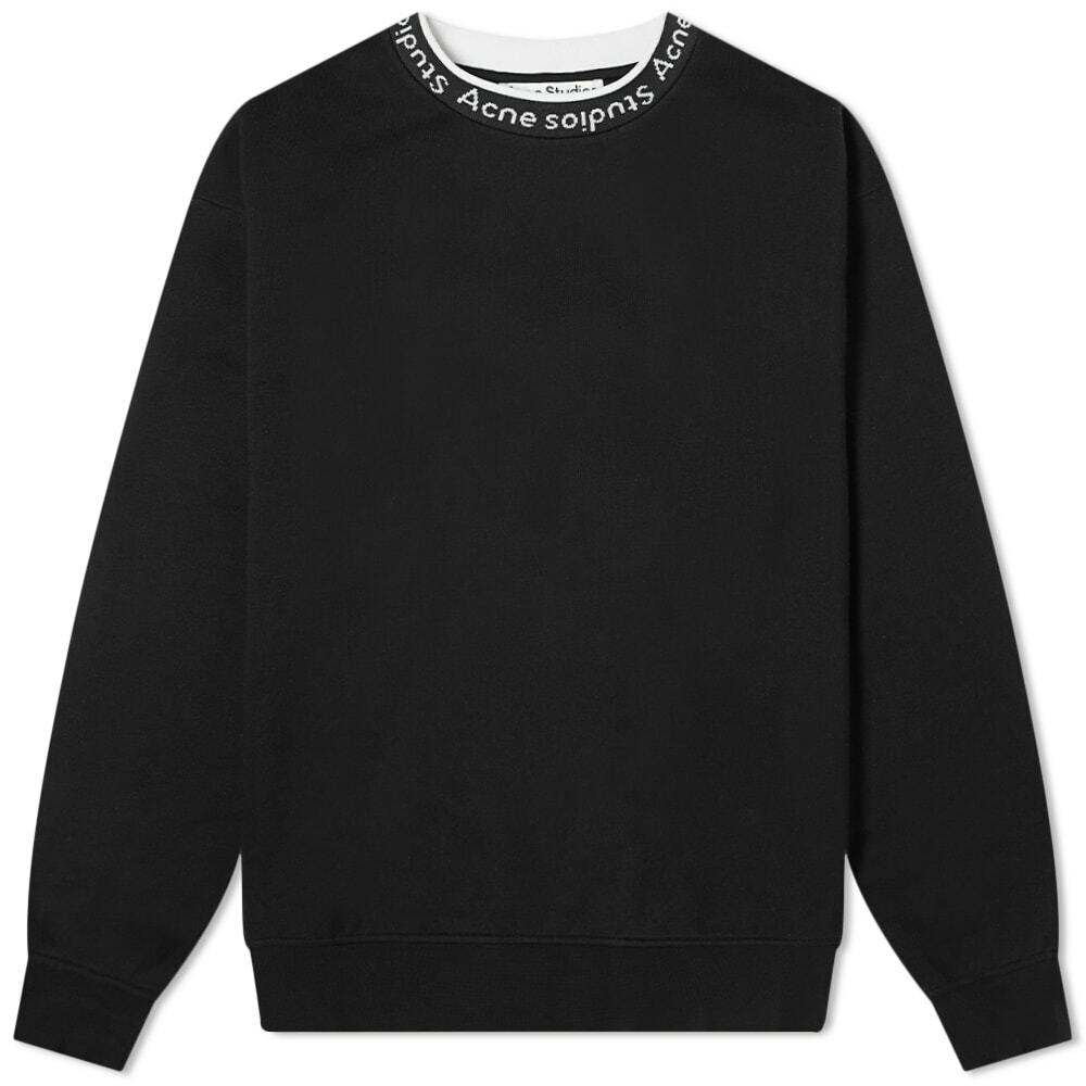 Acne Studios Men's Fulton Logo Rib Crew Sweat In Black Acne Studios