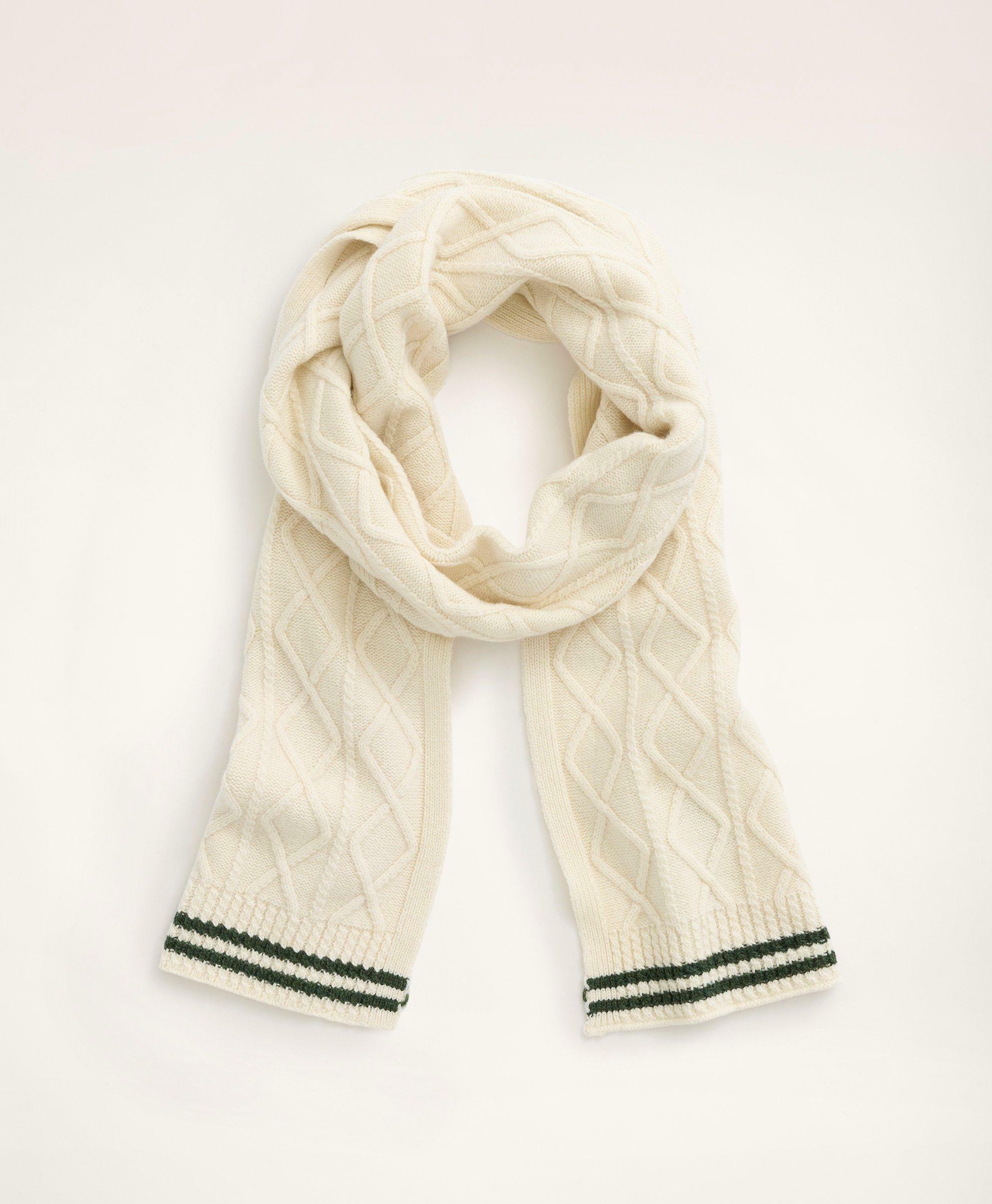 Brooks Brothers Men's Lambswool Cable Knit Scarf | Natural