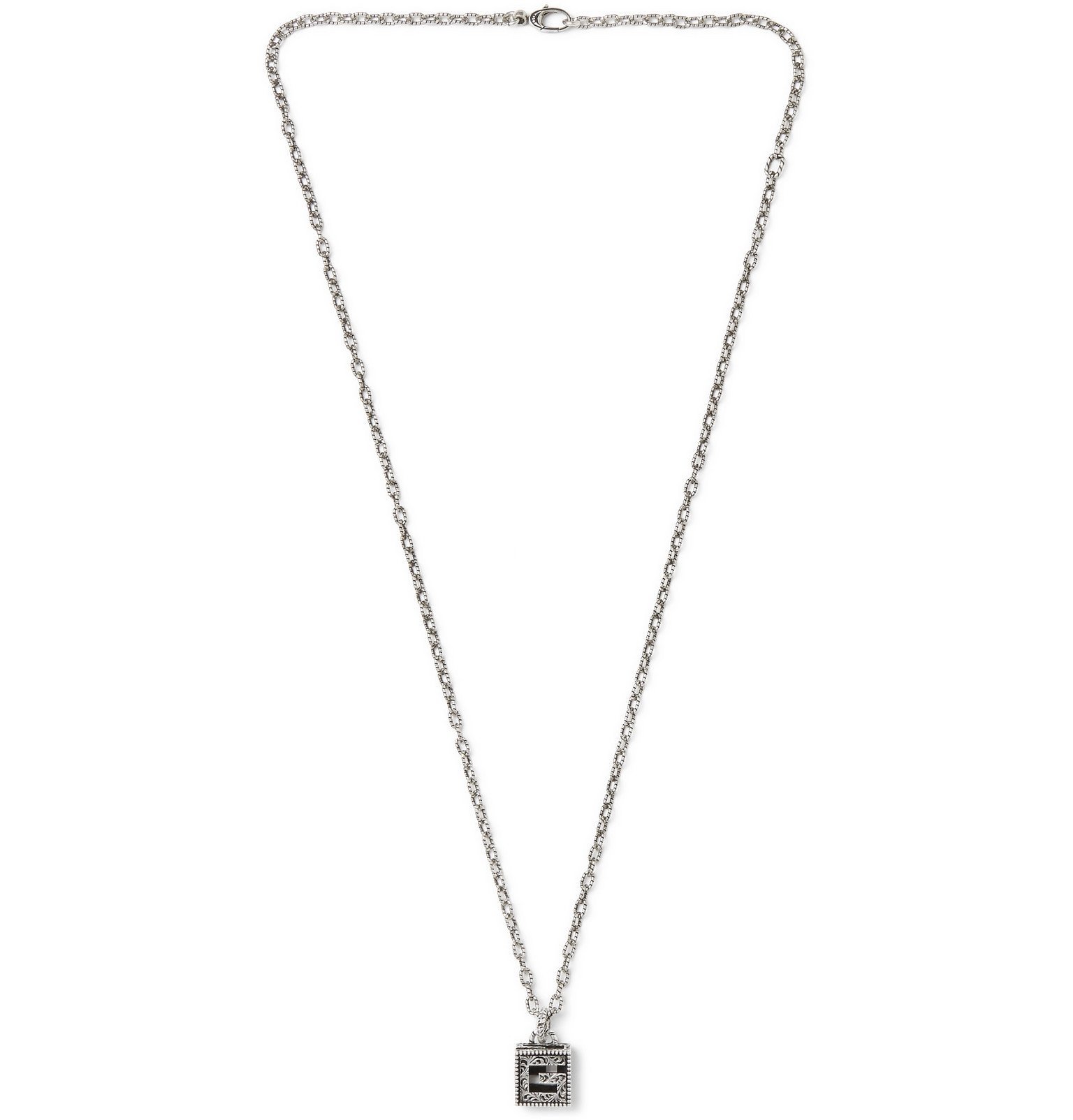 Gucci - Engraved Burnished Sterling Silver Necklace - Silver Gucci