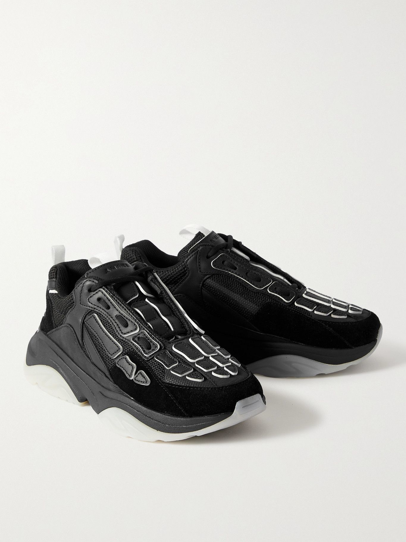 AMIRI - Bone Runner Leather and Suede-Trimmed Mesh Sneakers - Black Amiri