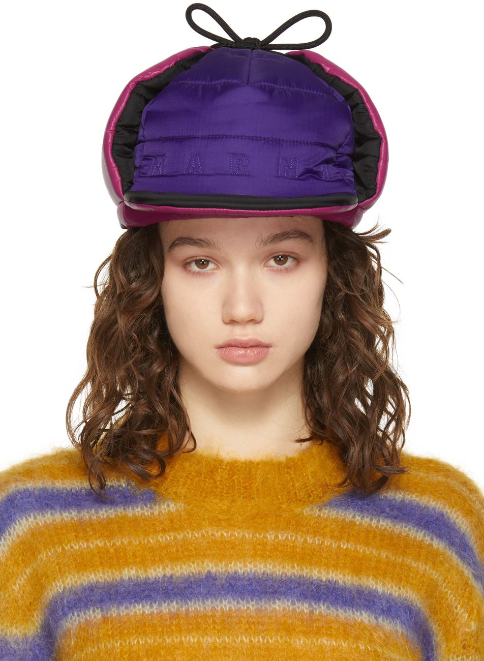 purple aviator hat