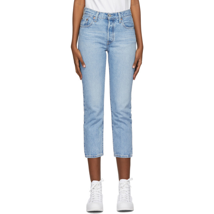 levi's blue 501 original cropped jeans