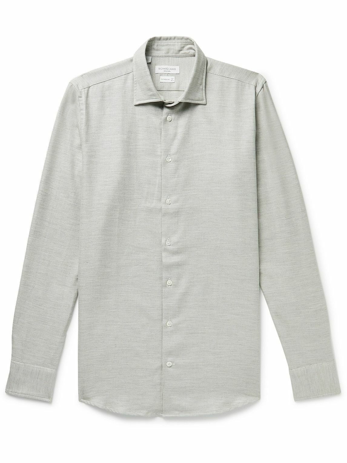 Richard James - Spread-Collar Birdseye Cotton Shirt - Gray Richard James