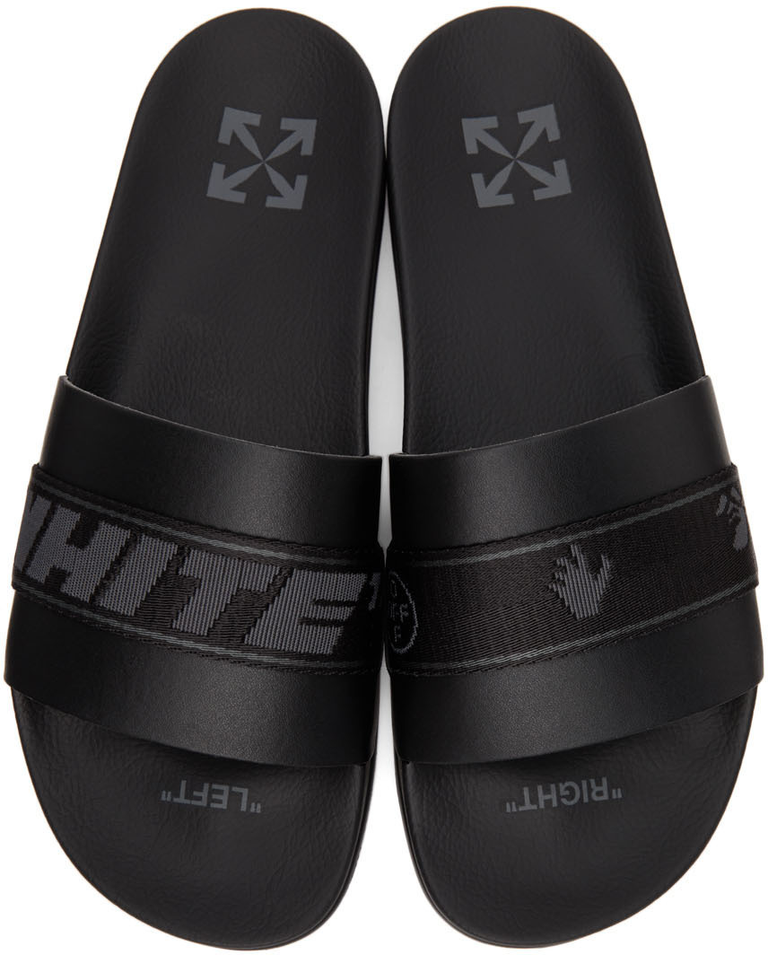 off white black industrial slides