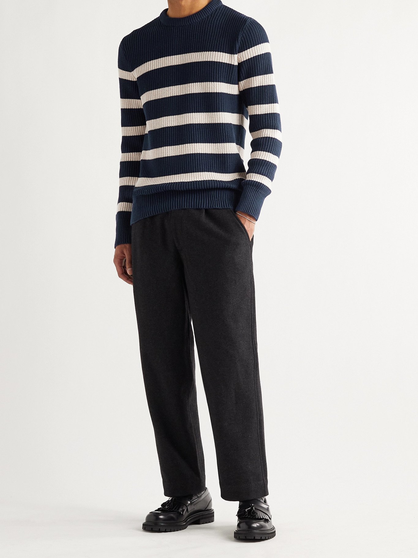 OLIVER SPENCER - Blenheim Striped Wool Sweater - Blue