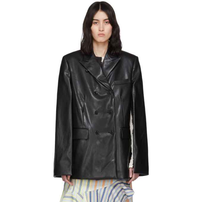 faux leather cape blazer