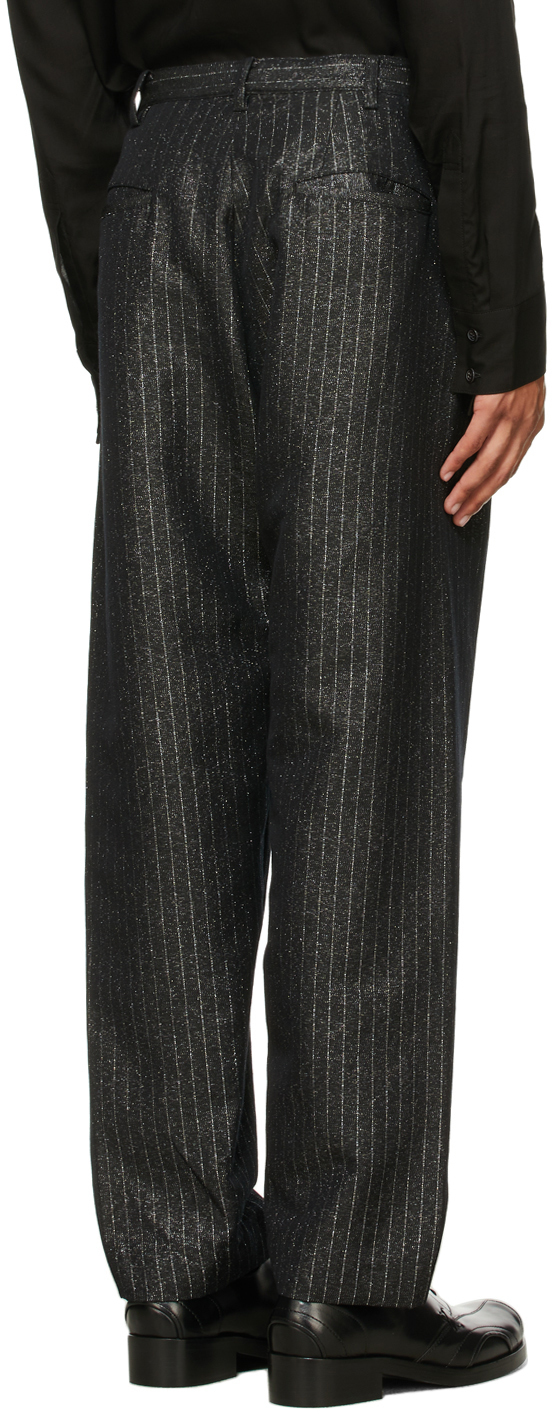 Sulvam Grey Glitter Stripe Tapered Trousers Sulvam