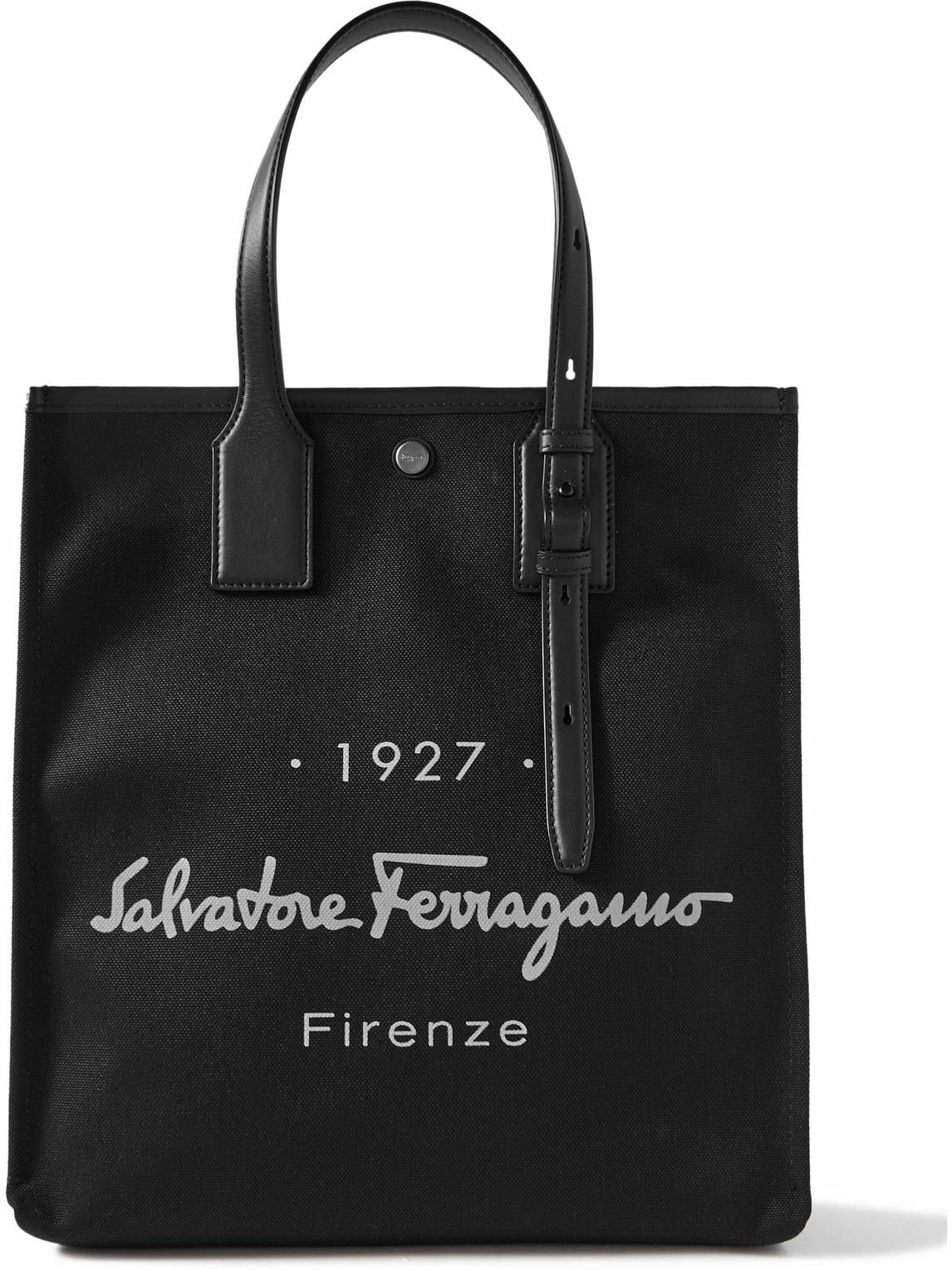 Salvatore Ferragamo - Logo-Print Leather-Trimmed Canvas Tote Bag ...