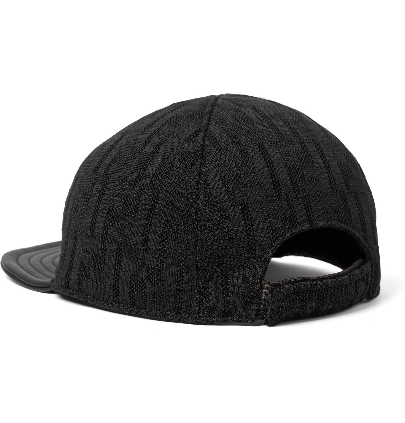 Fendi LeatherTrimmed LogoJacquard Mesh Baseball Cap Black Fendi