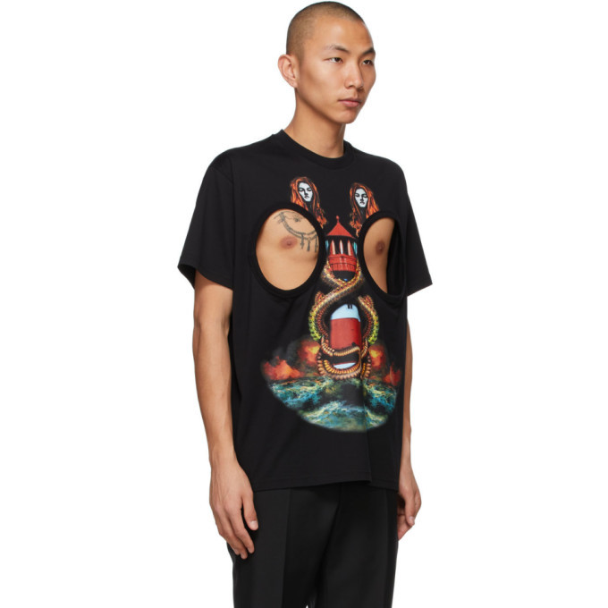 Burberry Black Cut-Out Mermaid Print T-Shirt Burberry