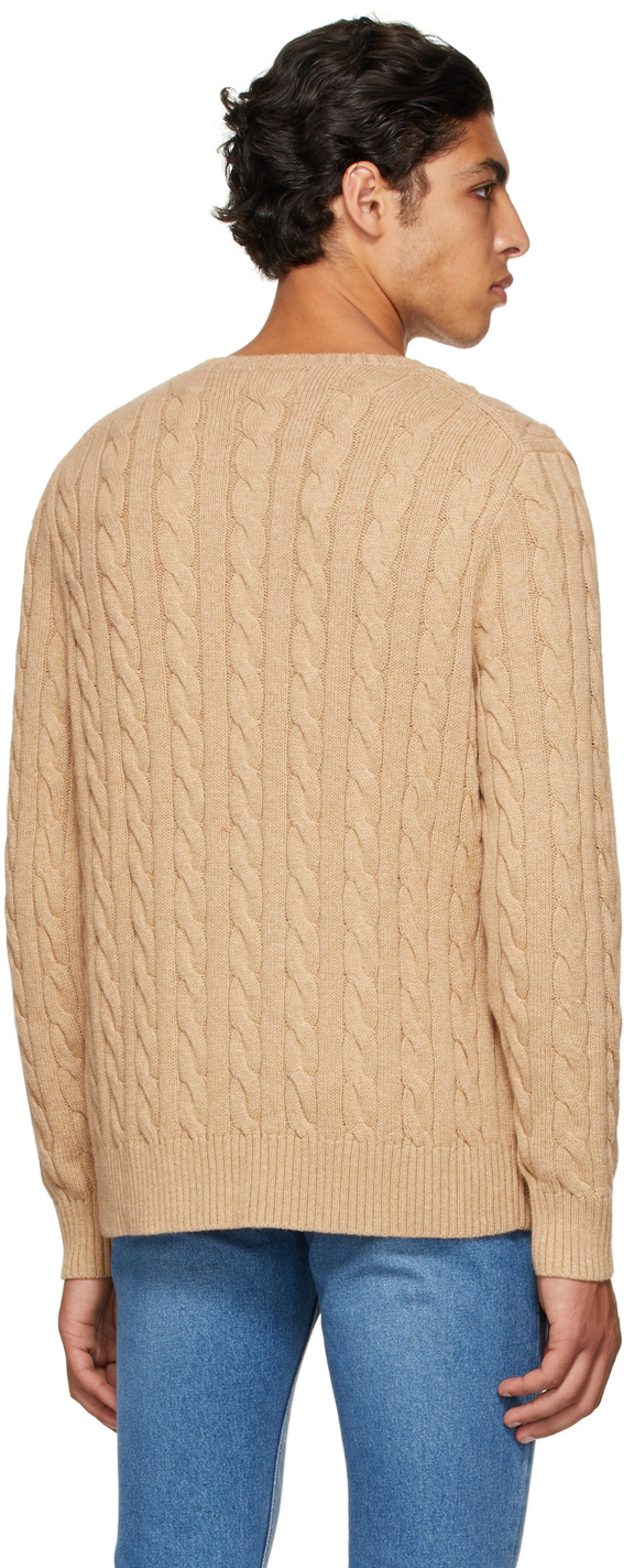 Polo Ralph Lauren Beige Cable Knit Cotton Crewneck Sweater Polo Ralph Lauren