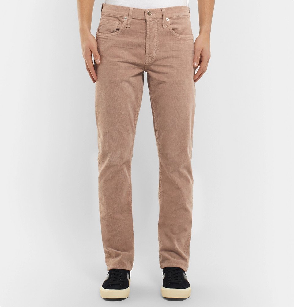 TOM FORD - Slim-Fit Stretch-Cotton Corduroy Trousers - Men - Pink 