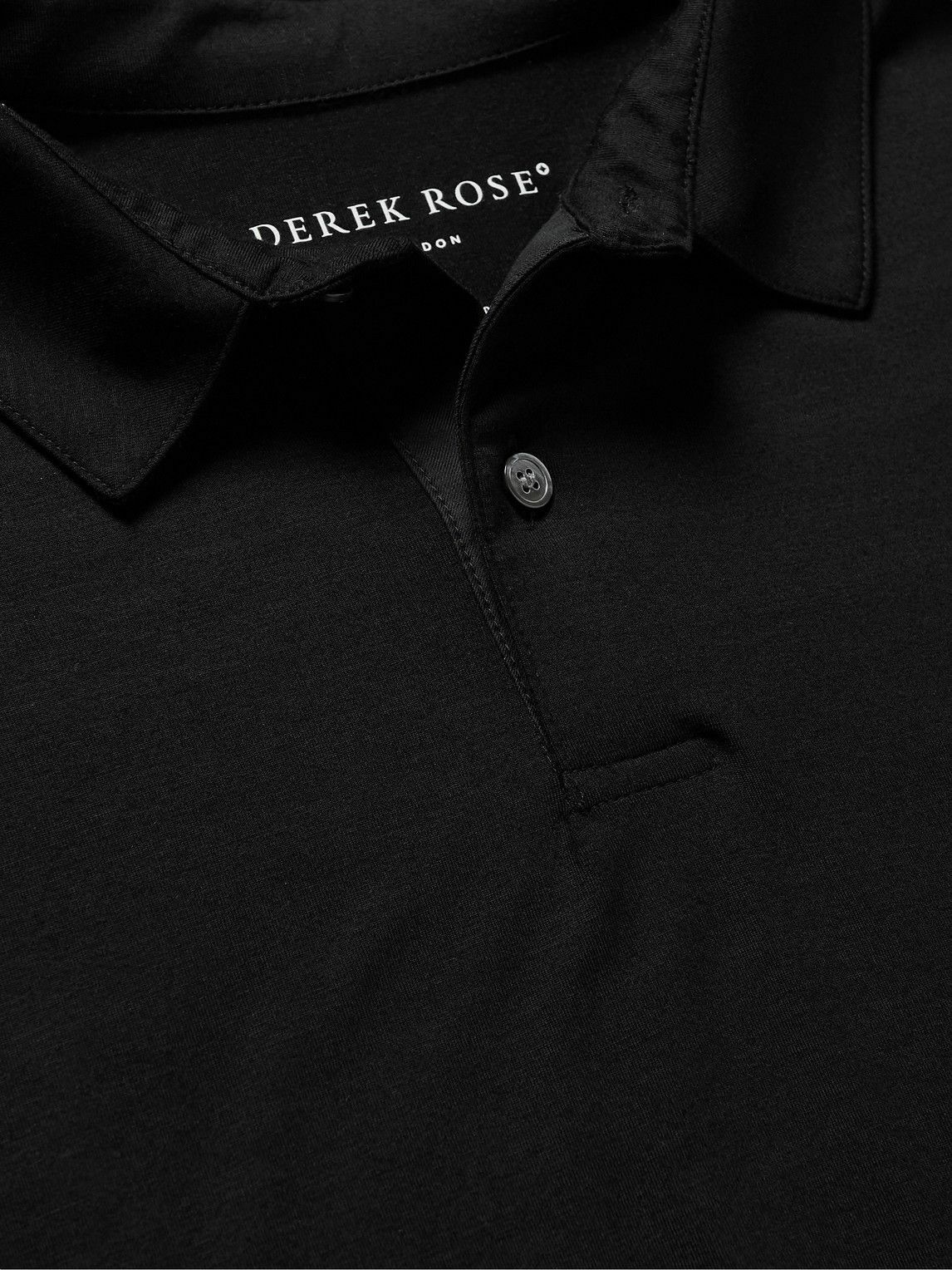 Derek Rose Basel Stretch Micro Modal Polo Shirt Black Derek Rose
