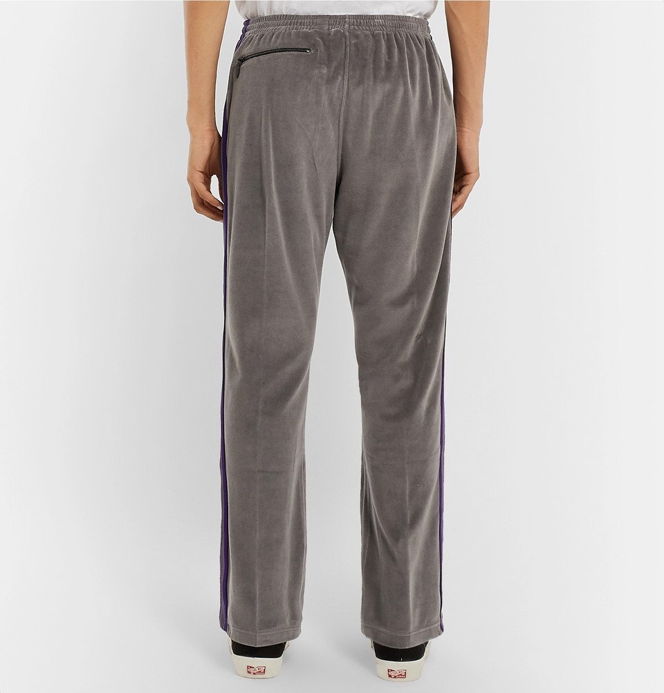 Needles - Striped Cotton-Blend Velour Sweatpants - Gray Needles