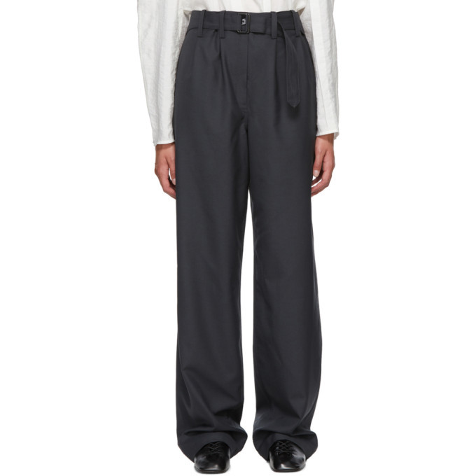 Lemaire Grey Wool Belted Loose Trousers Lemaire