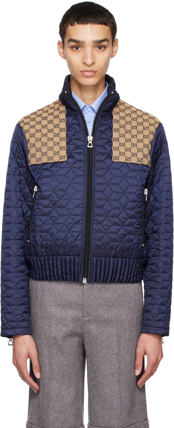 Gucci Navy Quilted GG Jacket Gucci