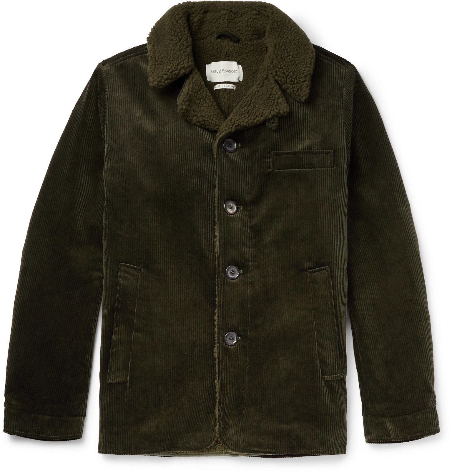 Oliver Spencer - Brockwell Faux Shearling-Lined Cotton-Corduroy Jacket - Green