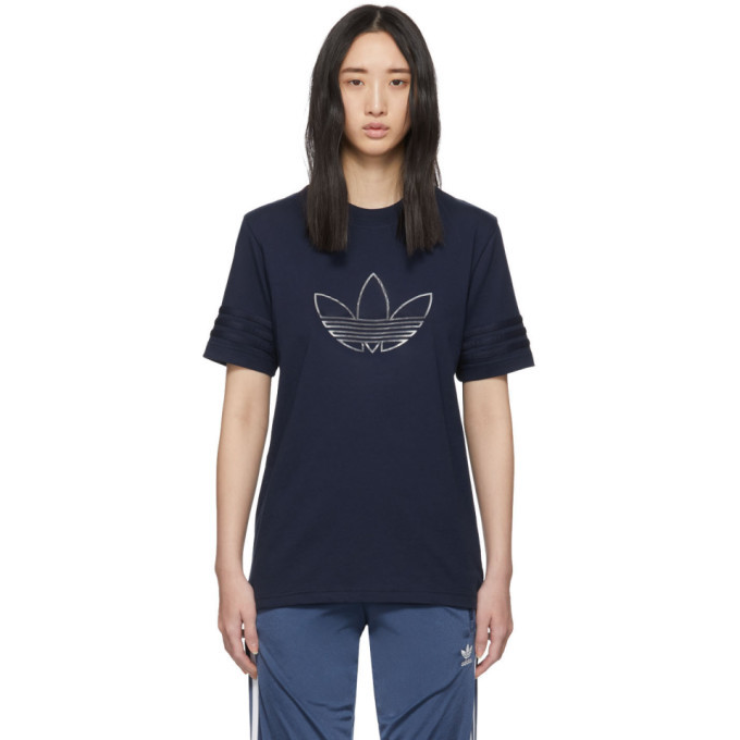 adidas originals joggers with outline trefoil in navy