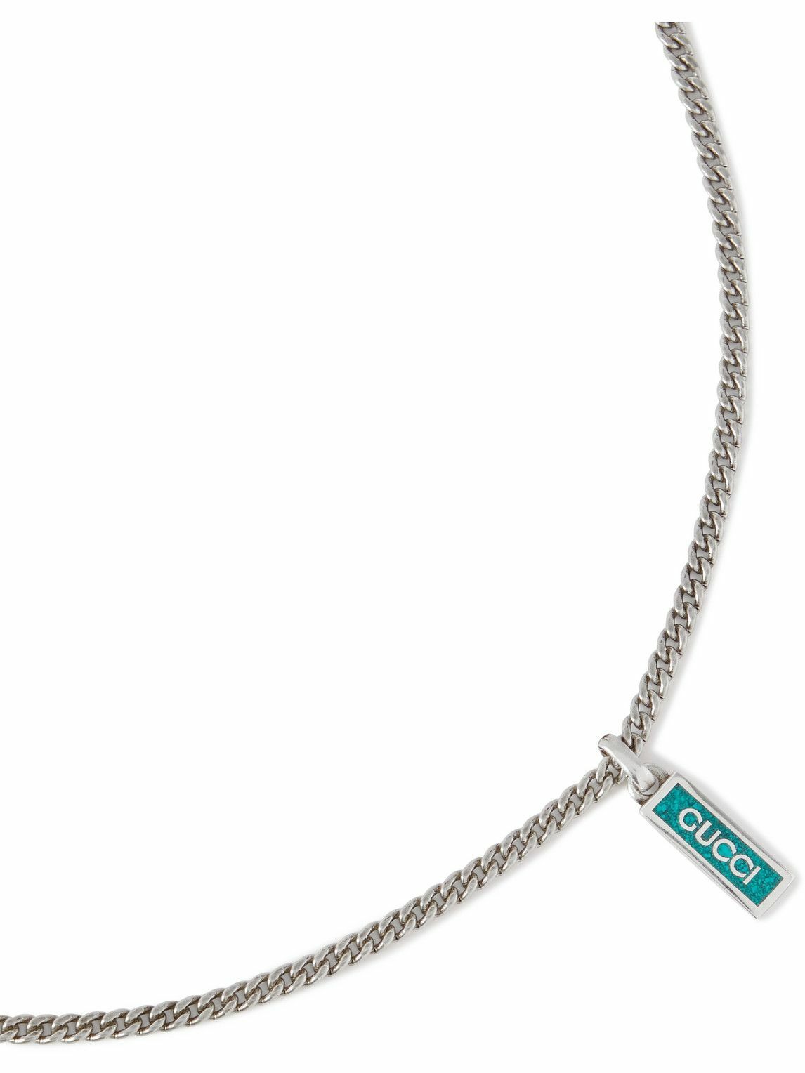 GUCCI Sterling Silver and Enamel Pendant Necklace Gucci