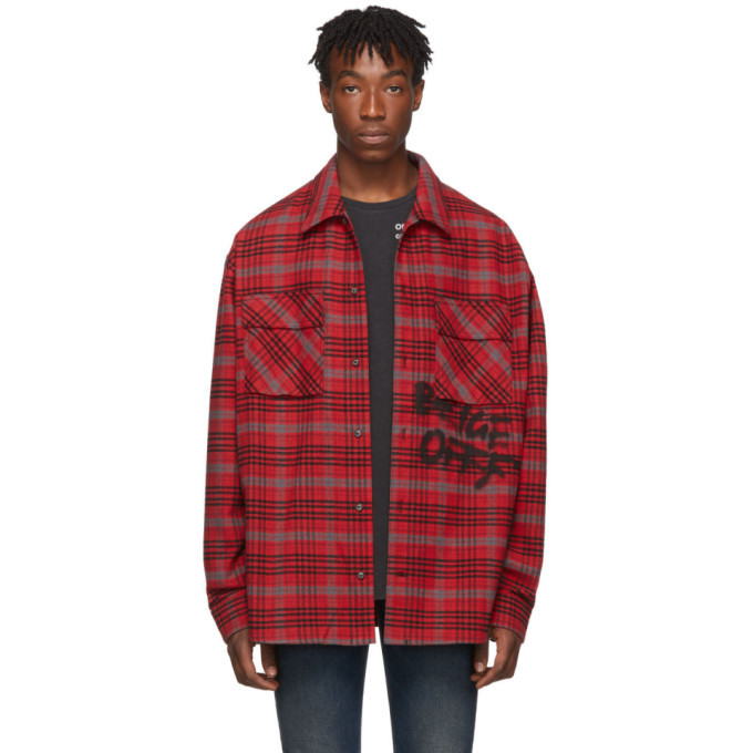 Off-White Red and Black Flannel Check Shirt