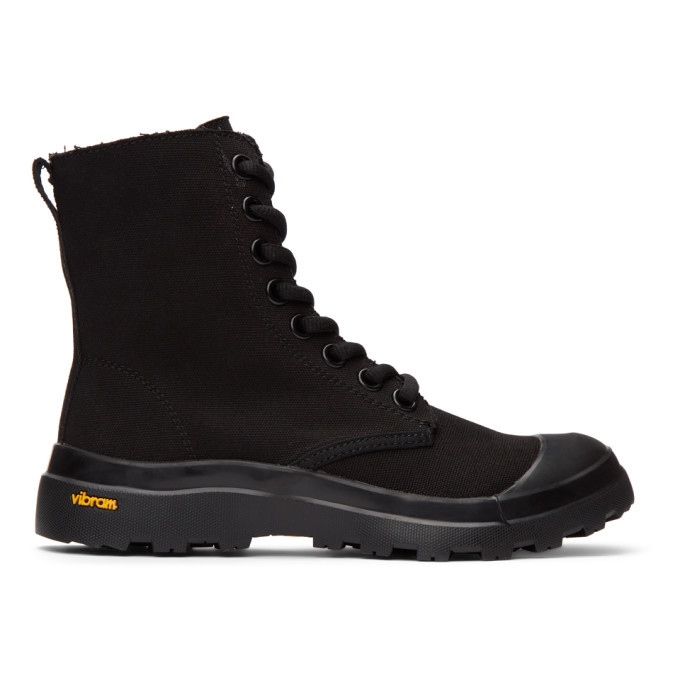 Yohji Yamamoto Black Lace-Up Fastener Boots Yohji Yamamoto