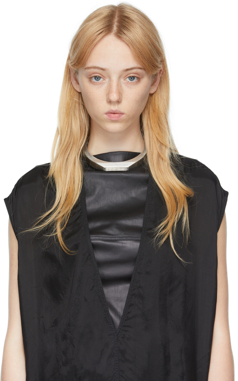 Rick Owens Silver Crystal Beveled Necklace