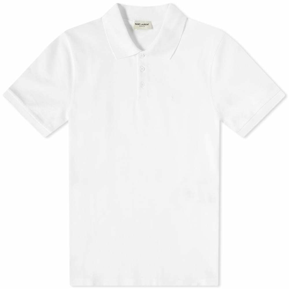 Saint Laurent Men's Classic YSL Polo Shirt in White Saint Laurent