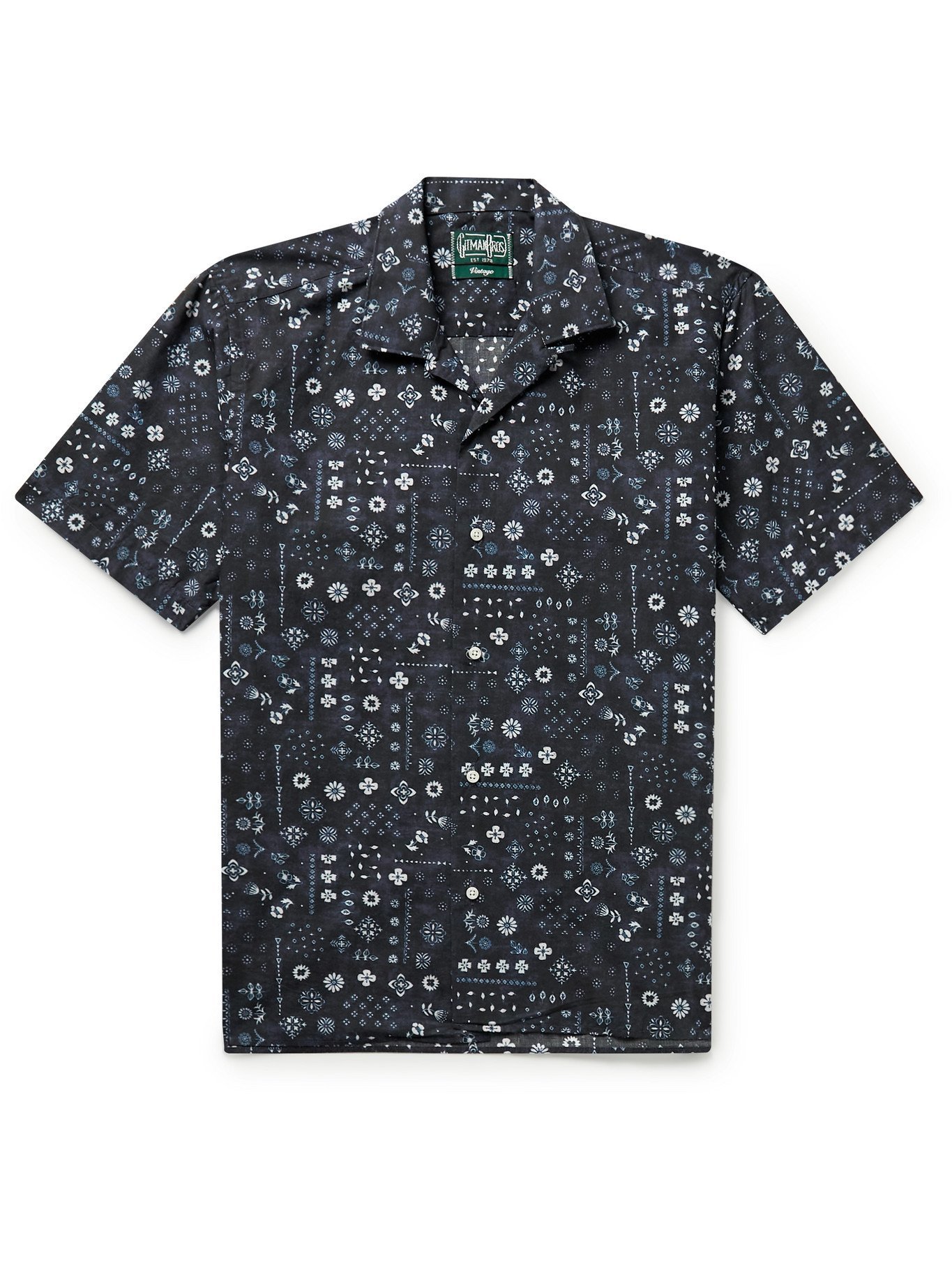 GITMAN VINTAGE - Camp-Collar Printed Cotton Shirt - Blue Gitman Vintage