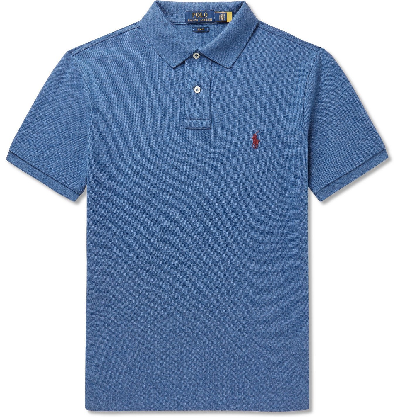 Polo Ralph Lauren - Slim-Fit Mélange Cotton-Piqué Polo Shirt - Blue ...