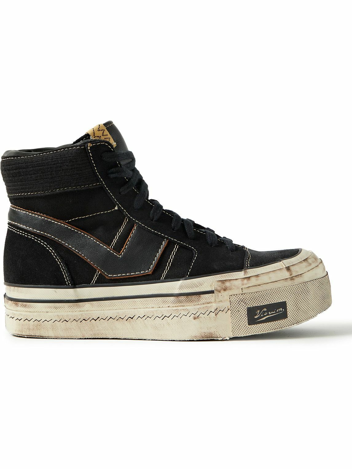 Visvim Zephyr Hi Distressed LeatherTrimmed CottonCanvas HighTop