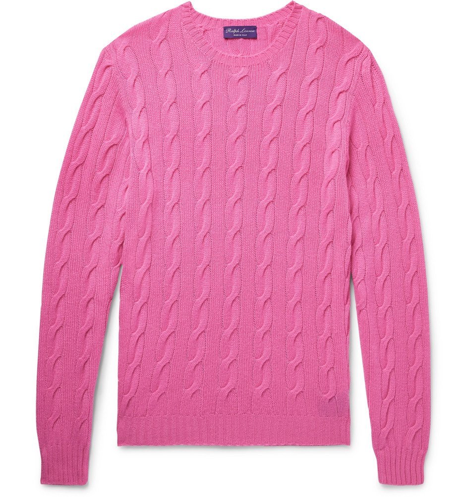 Ralph Lauren Purple Label - Cable-Knit Cashmere Sweater - Men - Pink ...
