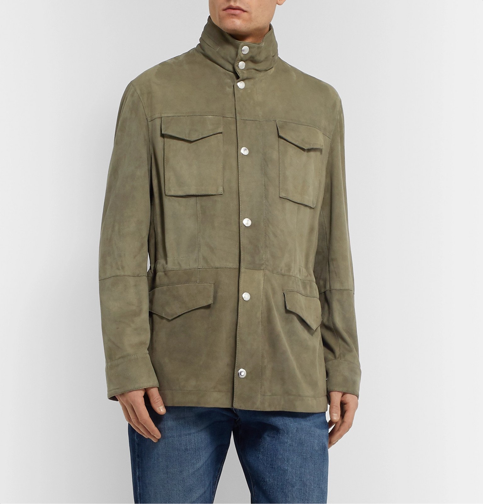 Brunello Cucinelli - Hooded Suede Field Jacket - Green Brunello Cucinelli