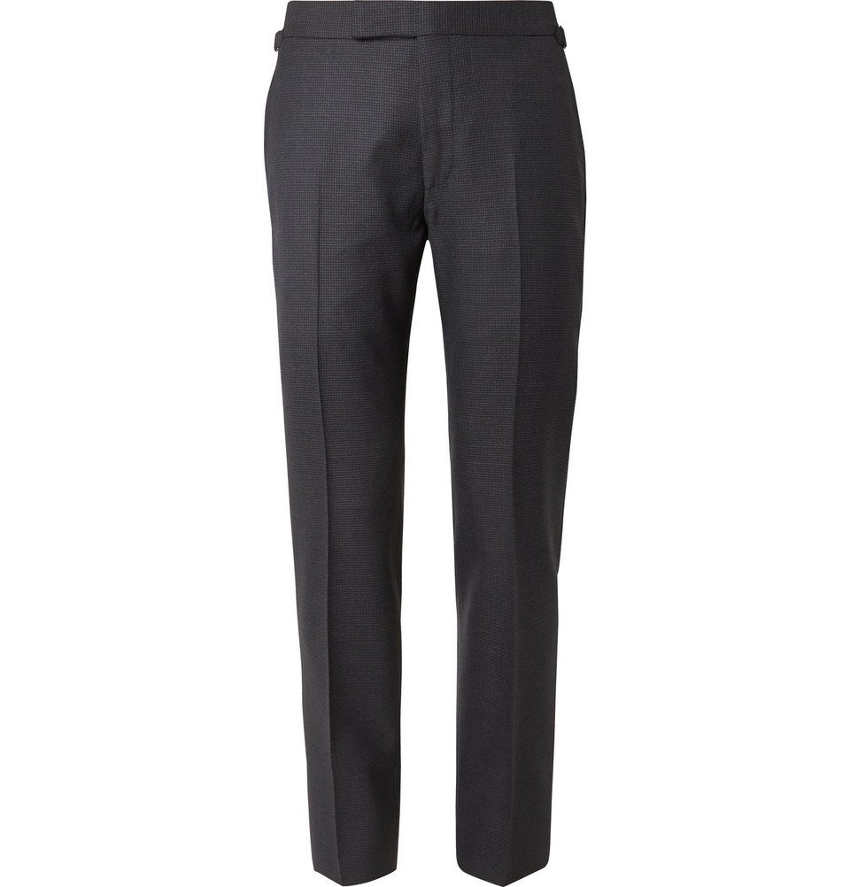 TOM FORD - Navy Shelton Slim-Fit Puppytooth Wool Suit Trousers - Navy TOM  FORD
