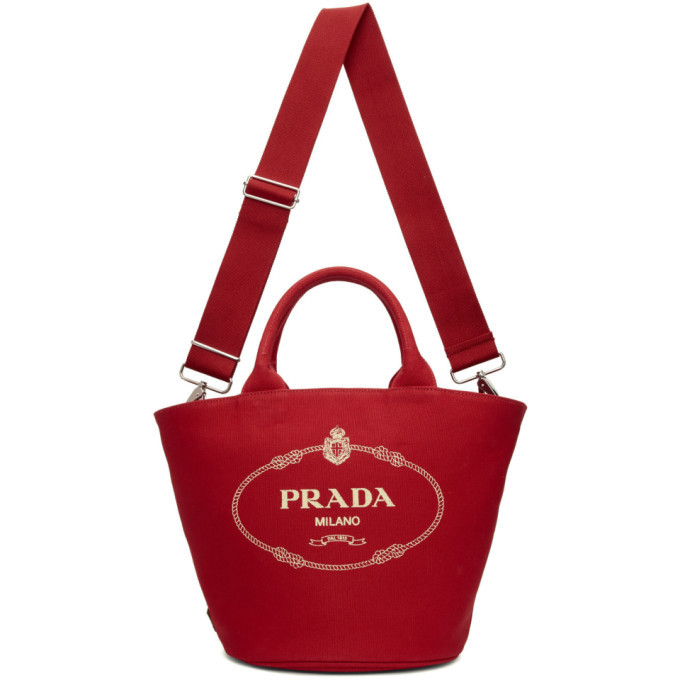 prada red canvas bag