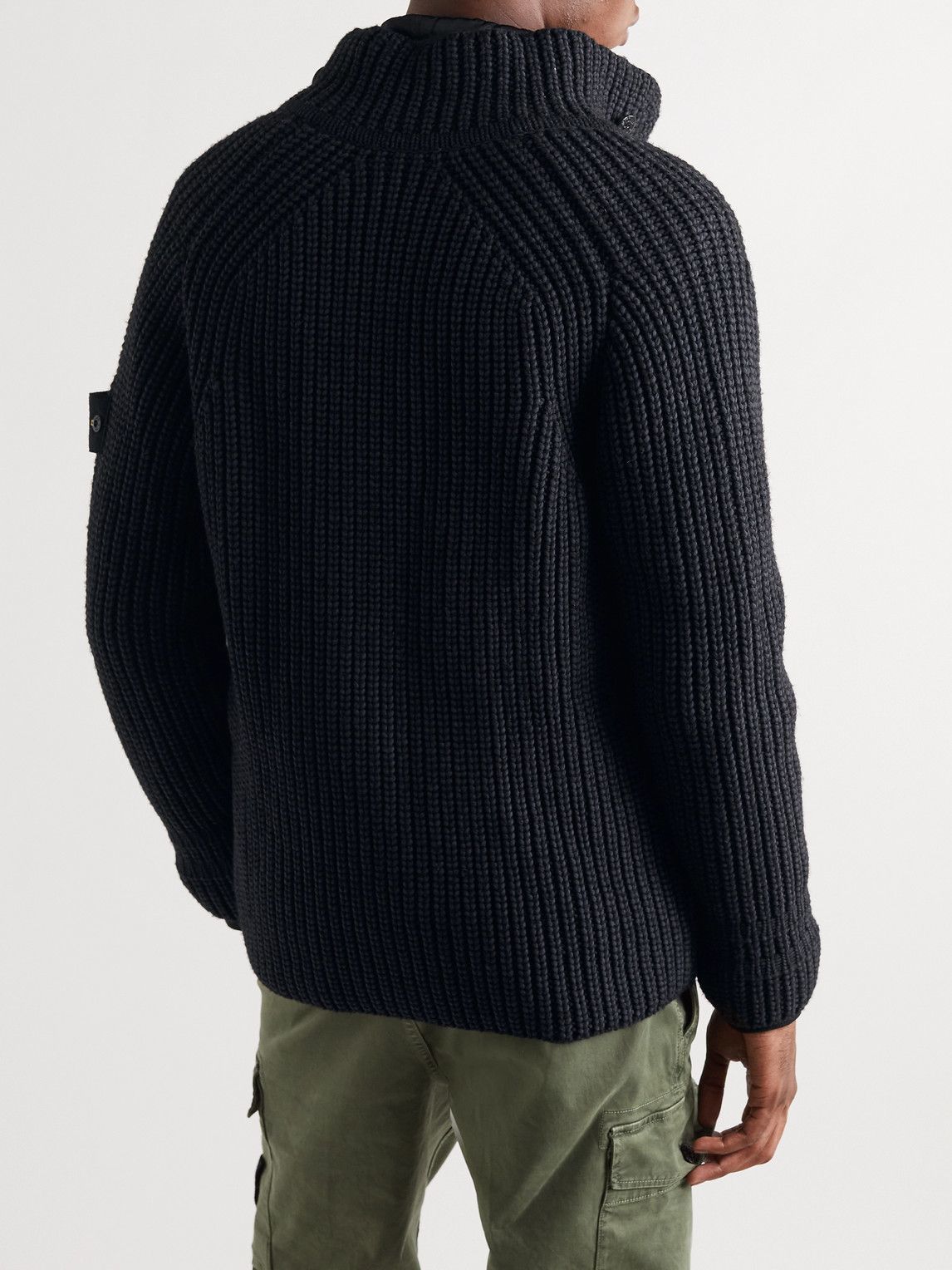 Logo-Appliquéd Cable-Knit Jacket 