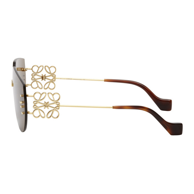 Loewe Gold And Brown Anagram Mask Rectangular Sunglasses Loewe 5303