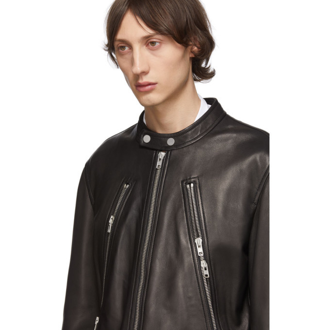 Maison Margiela Black Leather 5-Zip Sports Jacket Maison Margiela