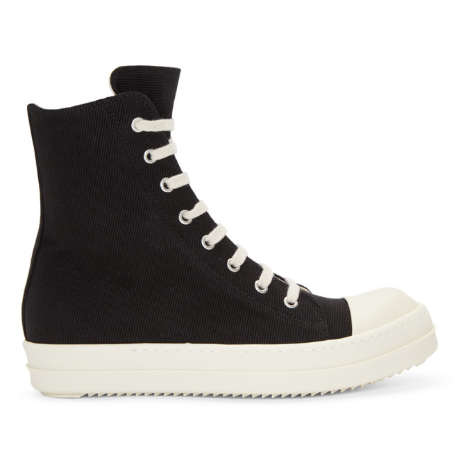 rick owens drkshdw black canvas abstract high sneakers