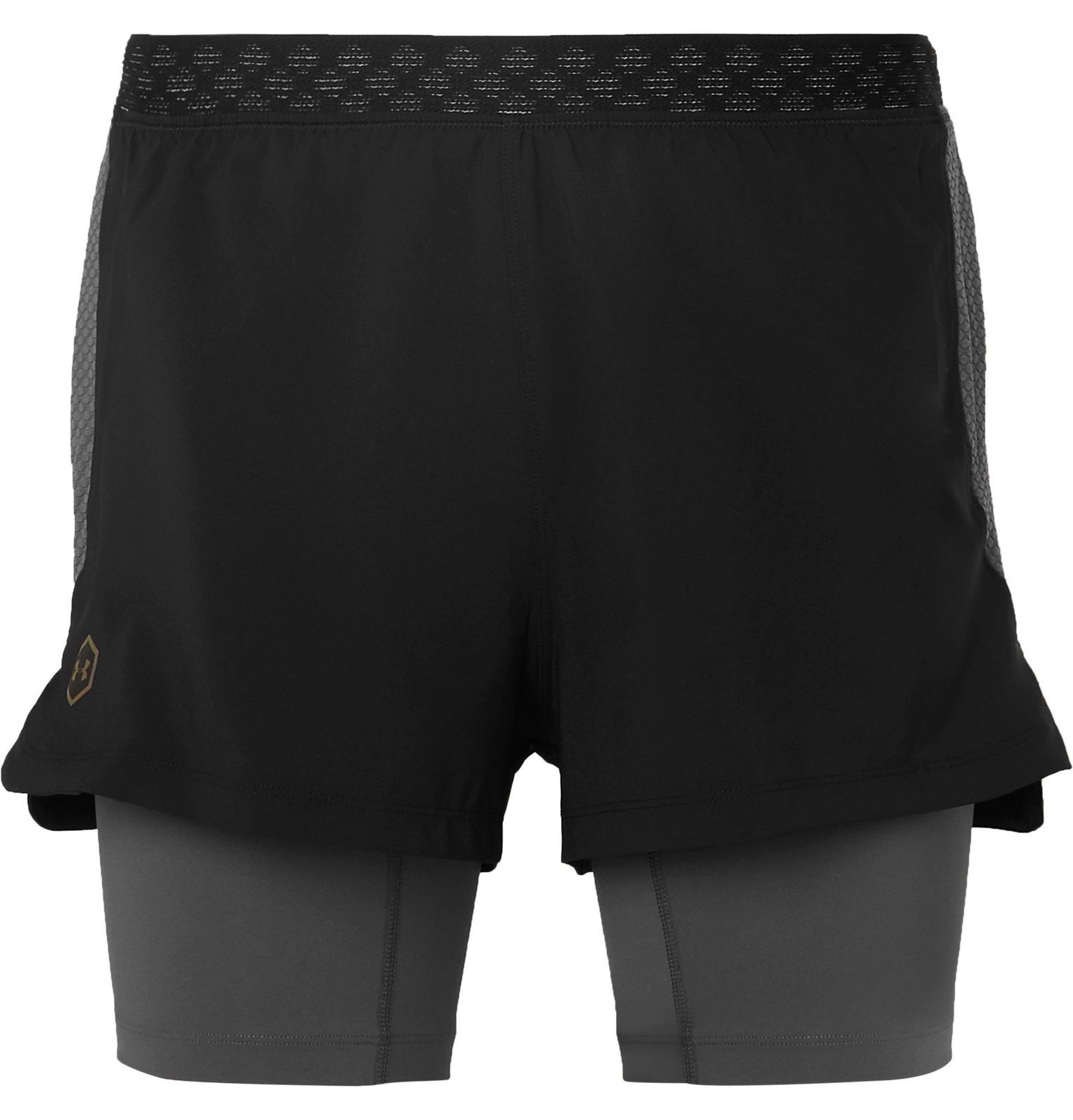 Under Armour - UA Rush Slim-Fit Layered Stretch-Shell Shorts - Black ...