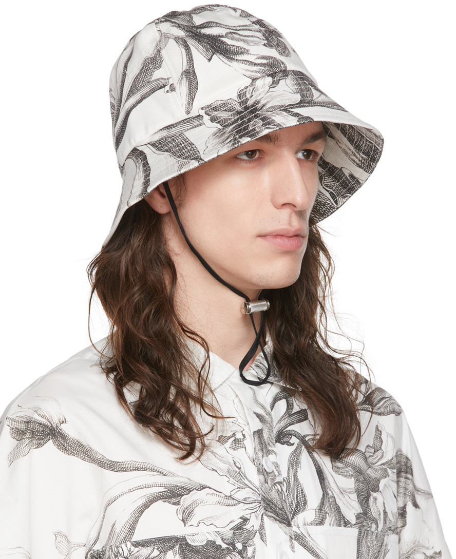 Erdem Black & White Cotton Bucket Hat Erdem