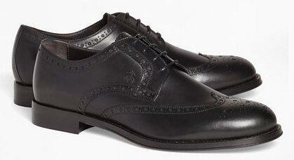 Brooks Brothers Men's 1818 Footwear Leather Wingtips Shoes | Black