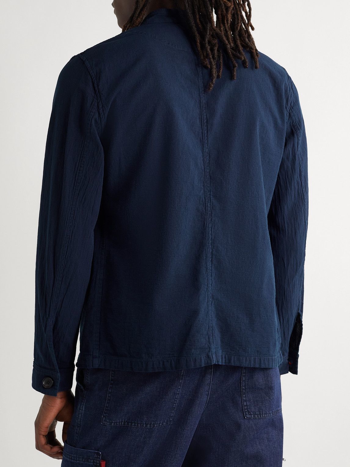 Oliver Spencer - Coram Unstructured Nehru-Collar Indigo-Dyed Cotton Jacket - Blue