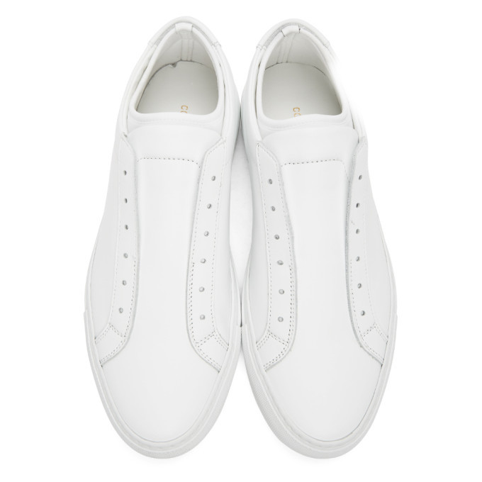 laceless white sneakers