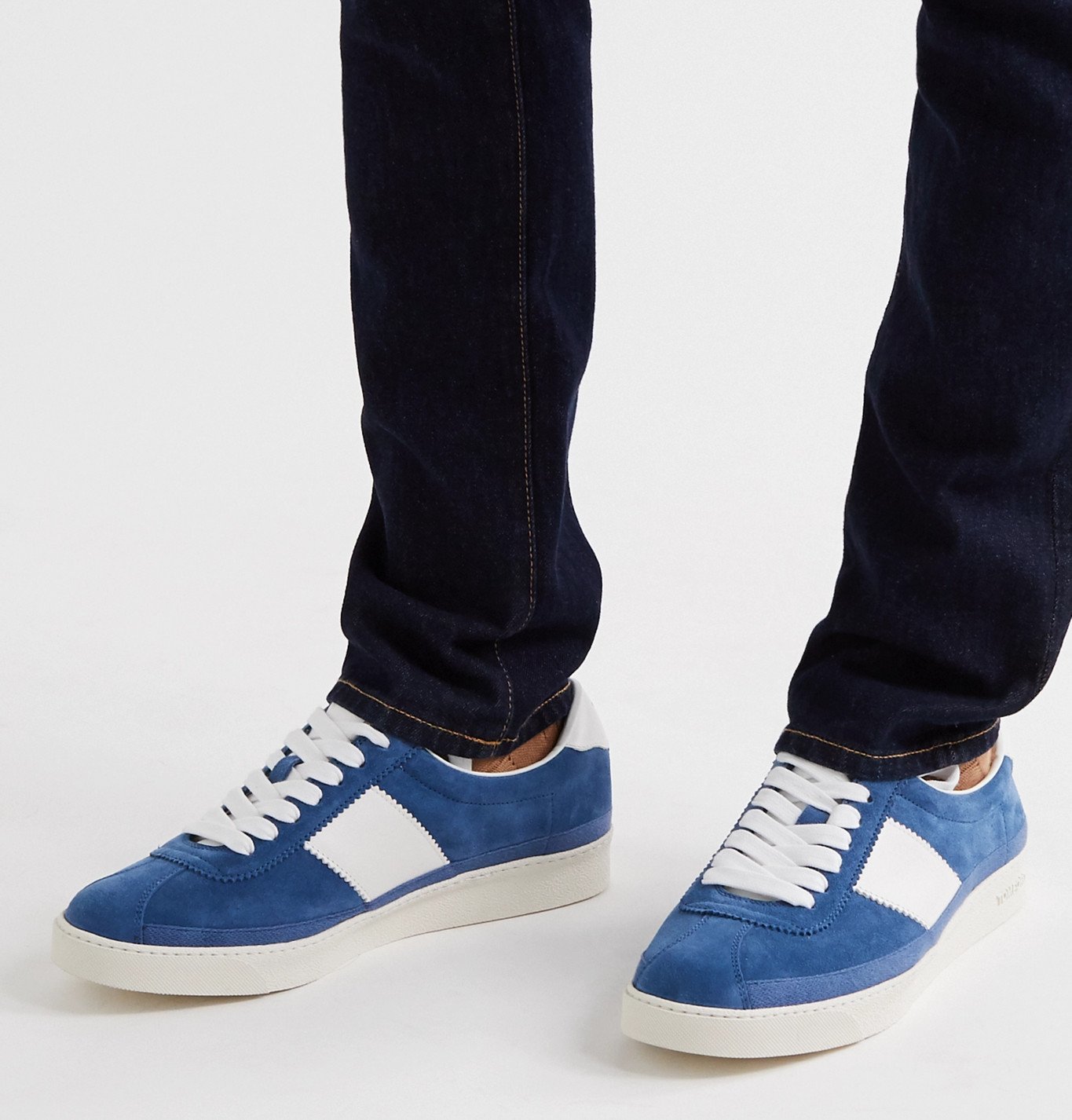 TOM FORD - Bannister Leather-Trimmed Suede Sneakers - Blue TOM FORD