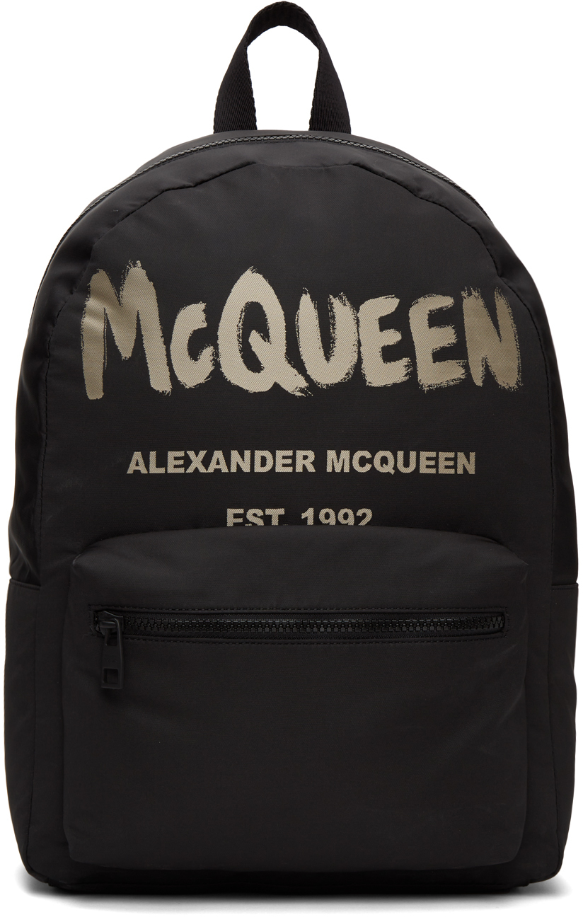 Alexander McQueen Black & Beige Metropolitan Backpack Alexander McQueen