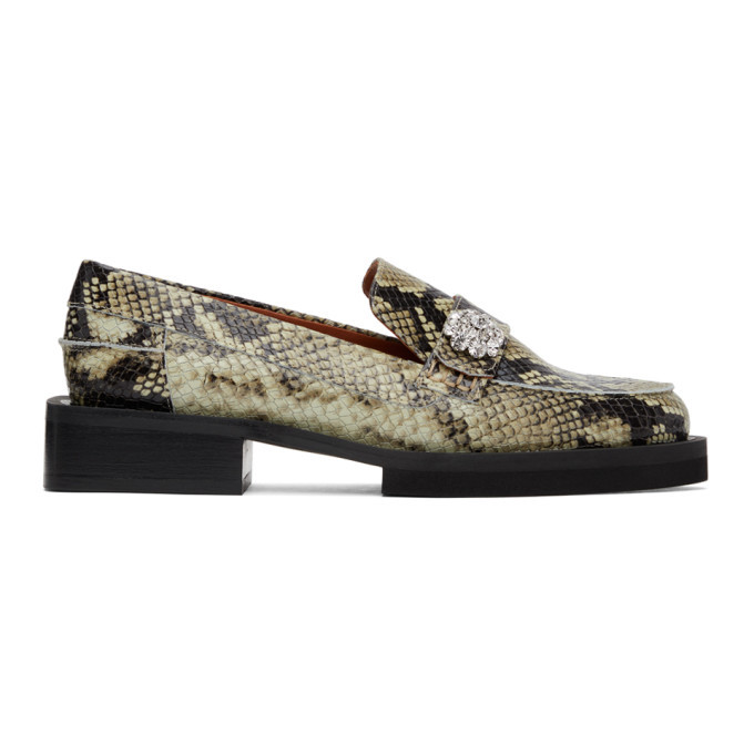 ganni snake loafers