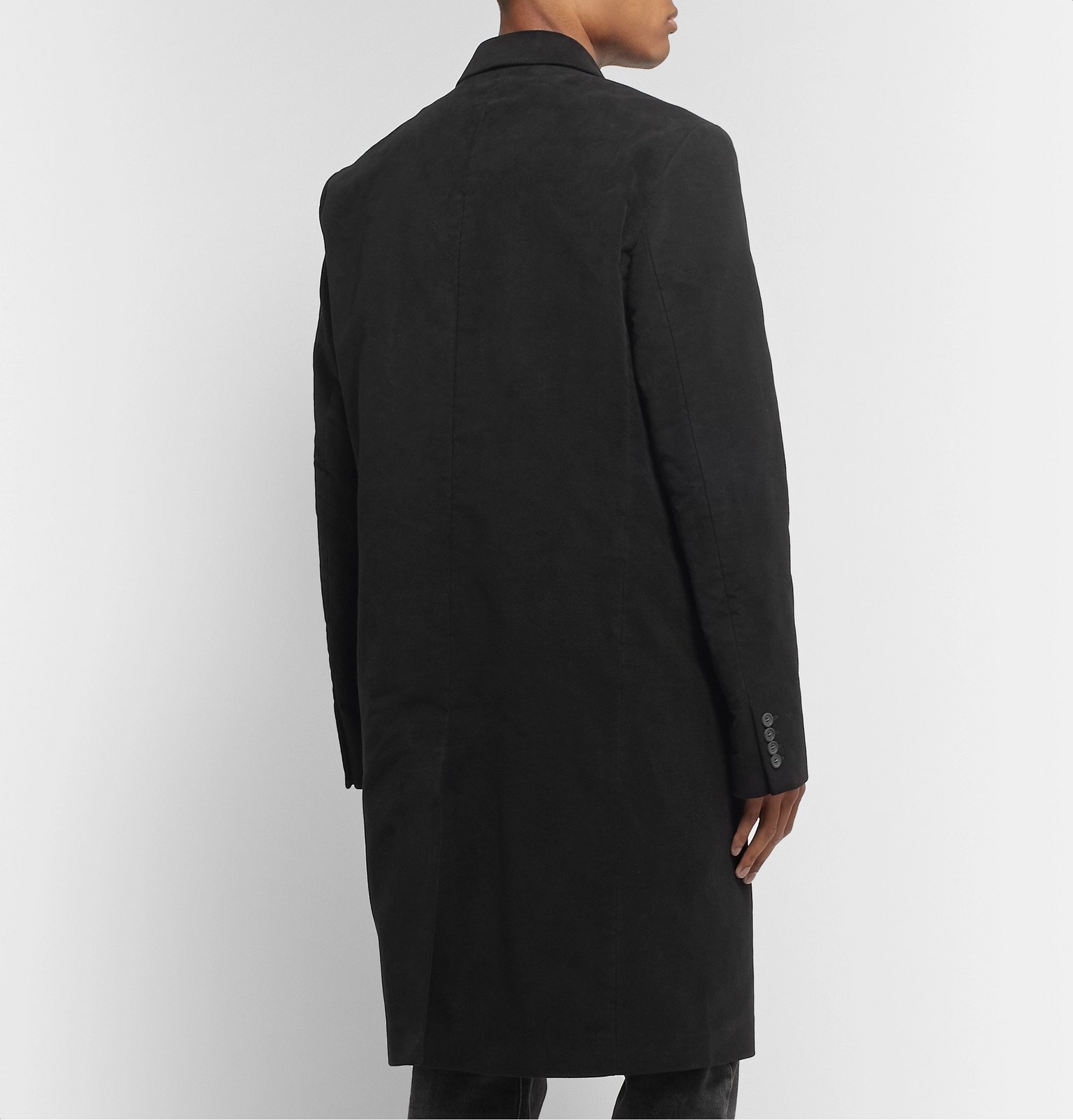 Helmut Lang Silk SatinTrimmed CottonMoleskin Overcoat Black