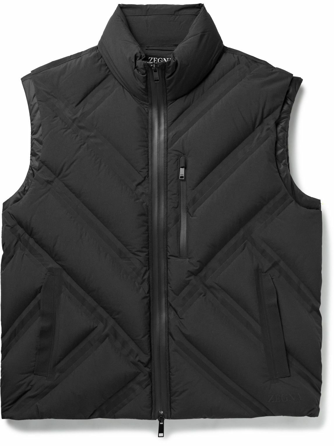 Zegna Quilted Padded Nylon Down Gilet Black Zegna